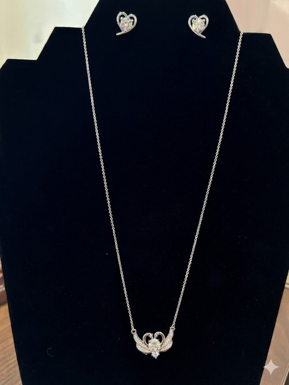 XL39/ER32 The Courageous Heart set  earrngs and necklace total 3 ct Moissaniter